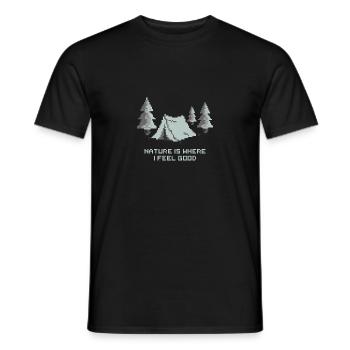 Nature is where I feel good - Camping Pixel Art - Men's T-Shirt - black - Front - AI Model Male 178 light (178cm)