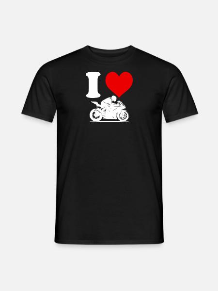I Love Racing Motorcycle Funny Heart Funny - Men's T-Shirt - black