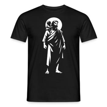 Heiliger Christophorus Design – Das Jesuskind trag - Männer T-Shirt - Schwarz - Vorne - AI Model Male 178 light (178cm)