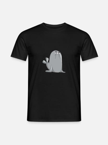 Süße Robbe - Männer T-Shirt - Schwarz