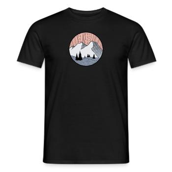 mountain landscape drawing - triangle logo - Men's T-Shirt - black - Front - AI Model Male 178 light (178cm)