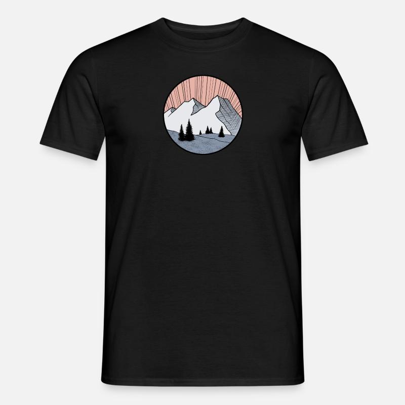 mountain landscape drawing - triangle logo - Men's T-Shirt - black