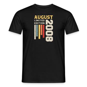 Août 2008 - Cadeau anniversaire Août 2008 Août - T-shirt homme - noir - Devant - AI Model Male 178 light (178cm)
