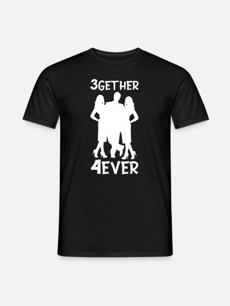 Poliamore Throuple Gift 3gether 4ever Poly - T-shirt uomo - nero