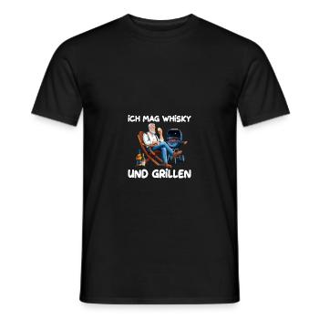 I like whiskey and grilling - perfect for - Men's T-Shirt - black - Front - AI Model Male 178 light (178cm)
