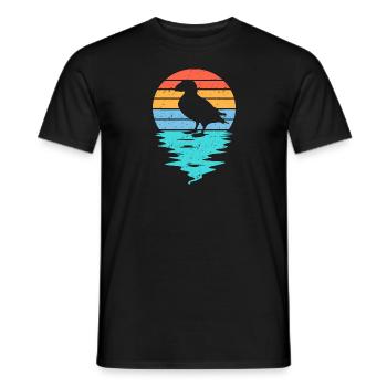 Silhouette de macareux coupée en mer - T-shirt homme - noir - Devant - AI Model Male 178 light (178cm)