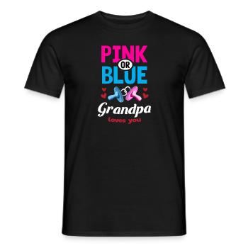 Pink or Blue Grandpa Loves You Gender Reveal Party - Men's T-Shirt - black - Front - AI Model Male 178 light (178cm)