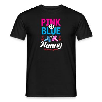 Pink or Blue Nanny Loves You Gender Reveal Party - Men's T-Shirt - black - Front - AI Model Male 178 light (178cm)