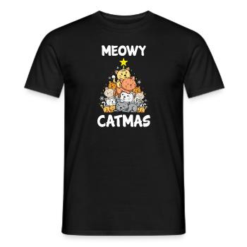 Cadeau de Noël drôle d'amant de chat de chat de Meowy de Noël - T-shirt homme - noir - Devant - AI Model Male 178 light (178cm)