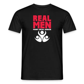 De vrais hommes épousent un travailleur social Conception pour un mari - T-shirt homme - noir - Devant - AI Model Male 178 light (178cm)