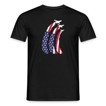 Flugzeuge Amerikanische Flagge - Männer T-Shirt - Schwarz - Vorne - AI Model Male 178 light (178cm)