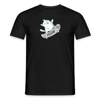 Skater Cat - Men's T-Shirt - black - Front - AI Model Male 178 light (178cm)