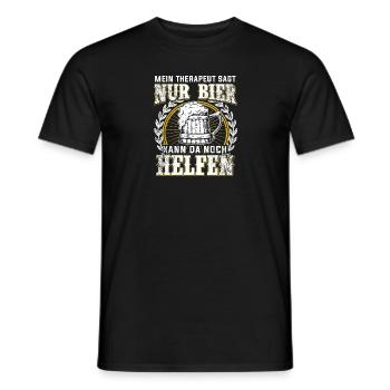 Mein Therapeut sagt nur Bier kann da noch helfen - Männer T-Shirt - Schwarz - Vorne - AI Model Male 178 light (178cm)
