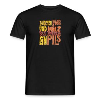 Zwischen leber und Milz passt immernoch ein Pils - Männer T-Shirt - Schwarz - Vorne - AI Model Male 178 light (178cm)