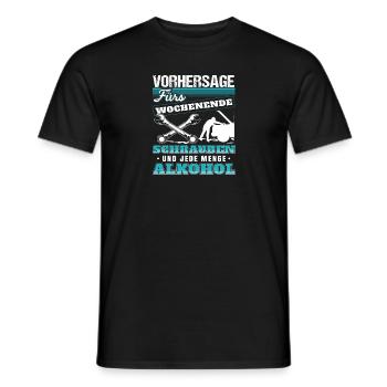 Vorhersage fürs wochenende schrauber und alkohol - Männer T-Shirt - Schwarz - Vorne - AI Model Male 178 light (178cm)
