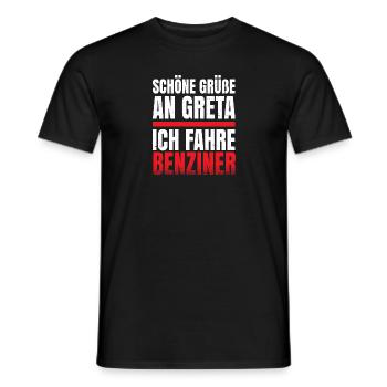 Schöne grüße an Greta ich fahre Benziner - Männer T-Shirt - Schwarz - Vorne - AI Model Male 178 light (178cm)