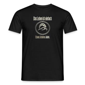 Das leben ist einfach essen schlafen Autos - Männer T-Shirt - Schwarz - Vorne - AI Model Male 178 light (178cm)