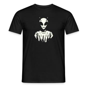 Retro Style Alien White - Männer T-Shirt - Schwarz - Vorne - AI Model Male 178 light (178cm)
