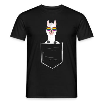 Gay Llama In Pocket Glasses LGBTQ Pride Flag - Männer T-Shirt - Schwarz - Vorne - AI Model Male 178 light (178cm)