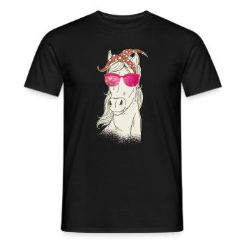 Pferd Valentinstag mit Sonnenbrille und Bandana - Männer T-Shirt - Schwarz - Vorne - AI Model Male 178 light (178cm)