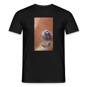 Katzenblick Neugier in Grau - Männer T-Shirt - Schwarz - Vorne - AI Model Male 178 light (178cm)