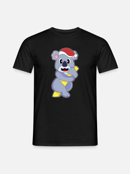 Koala Christmas Santa Hat - Men's T-Shirt - black