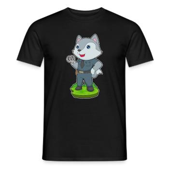 Wolf Polizist Handschellen Polizei - Männer T-Shirt - Schwarz - Vorne - AI Model Male 178 light (178cm)