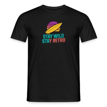 Stay Wild Stay Retro Surf - Men's T-Shirt - black - Front - AI Model Male 178 light (178cm)
