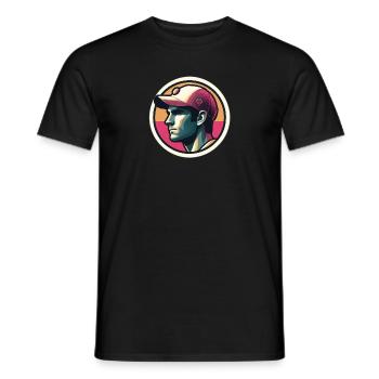 Man with tennis cap in pastel - Men's T-Shirt - black - Front - AI Model Male 178 light (178cm)