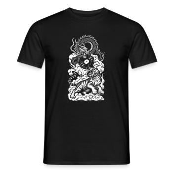 DJ Mix Shirt: Tiger & Dragon in Music Fusion - Men's T-Shirt - black - Front - AI Model Male 178 light (178cm)