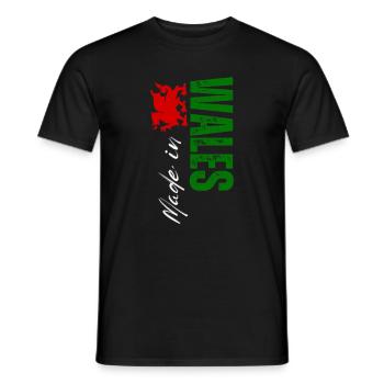 Made in Wales, vertical design - Men's T-Shirt - black - Front - AI Model Male 178 light (178cm)