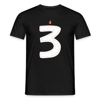 Festliche Geburtstagskerze Nummer 3 Design - Männer T-Shirt - Schwarz - Vorne - AI Model Male 178 light (178cm)