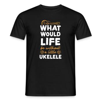Ukulélé hawaïen uke Que serait - T-shirt homme - noir - Devant - AI Model Male 178 light (178cm)