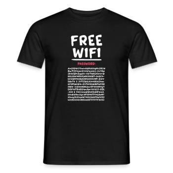 Funny FREE WIFI Free Internet Funny Password  - Men's T-Shirt - black - Front - AI Model Male 178 light (178cm)