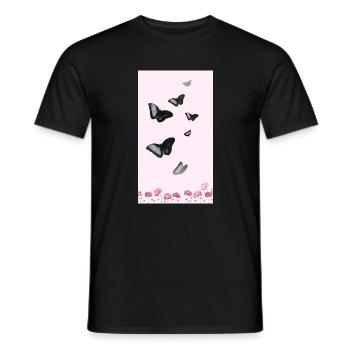 Bouquet de fleurs aquarelles roses - T-shirt homme - noir - Devant - AI Model Male 178 light (178cm)