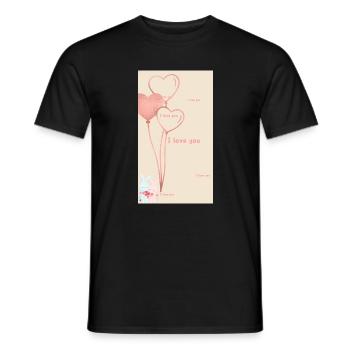 Bouquet de fleurs aquarelles roses - T-shirt homme - noir - Devant - AI Model Male 178 light (178cm)