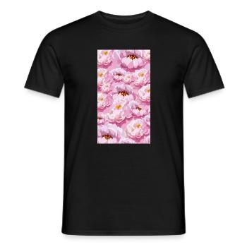 Bouquet de fleurs aquarelles roses - T-shirt homme - noir - Devant - AI Model Male 178 light (178cm)