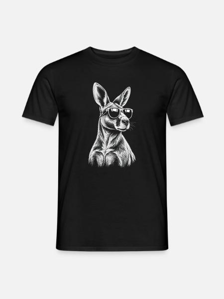 Känguru Skizze mit Sonnenbrille - Männer T-Shirt - Schwarz