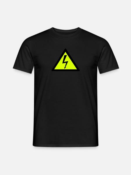 Schild Strom Blitz Hochspannung - Männer T-Shirt - Schwarz