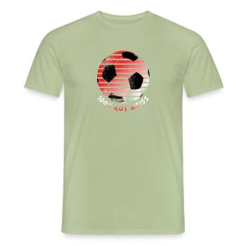Fußball rot weiß - Männer T-Shirt - Sage - Vorne - AI Model Male 178 light (178cm)