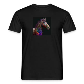 Cheval coloré, design unique - T-shirt homme - noir - Devant - AI Model Male 178 light (178cm)