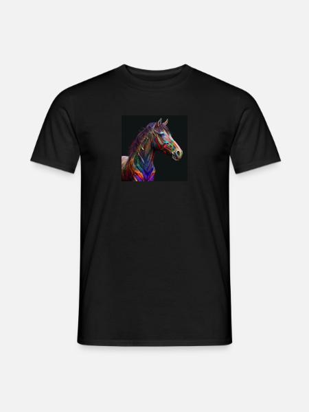 Farbiges Pferd, einzigartiges Design - Männer T-Shirt - Schwarz