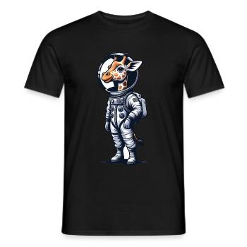 Cute Giraffe Astronaut - Men's T-Shirt - black - Front - AI Model Male 178 light (178cm)