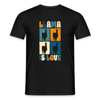 Lama Ferme Animal Amérique du Sud Doux - T-shirt homme - noir - Devant - AI Model Male 178 light (178cm)