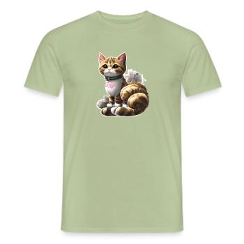 Cat love in fabric - Men's T-Shirt - sage - Front - AI Model Male 178 light (178cm)