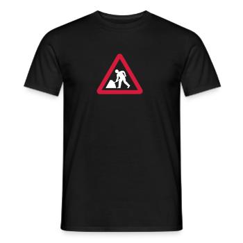 worker,Attention - Men's T-Shirt - black - Front - AI Model Male 178 light (178cm)