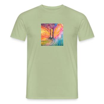 deux arbres ensemble 800x800 - T-shirt homme - vert sauge - Devant - AI Model Male 178 light (178cm)