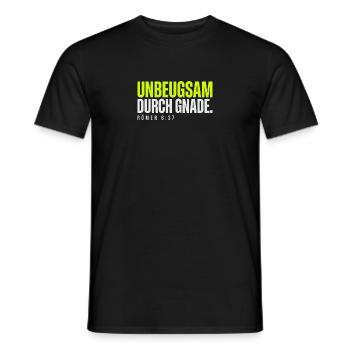 Unbeugsam durch Gnade – Römer 8,37 - Männer T-Shirt - Schwarz - Vorne - AI Model Male 178 light (178cm)