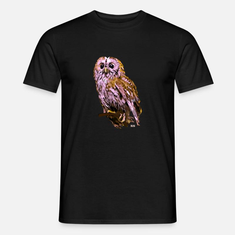 Rosa eule - Männer T-Shirt - Schwarz