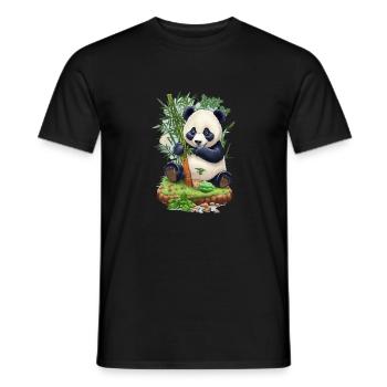 Panda Bär ißt Bambus - Männer T-Shirt - Schwarz - Vorne - AI Model Male 178 light (178cm)